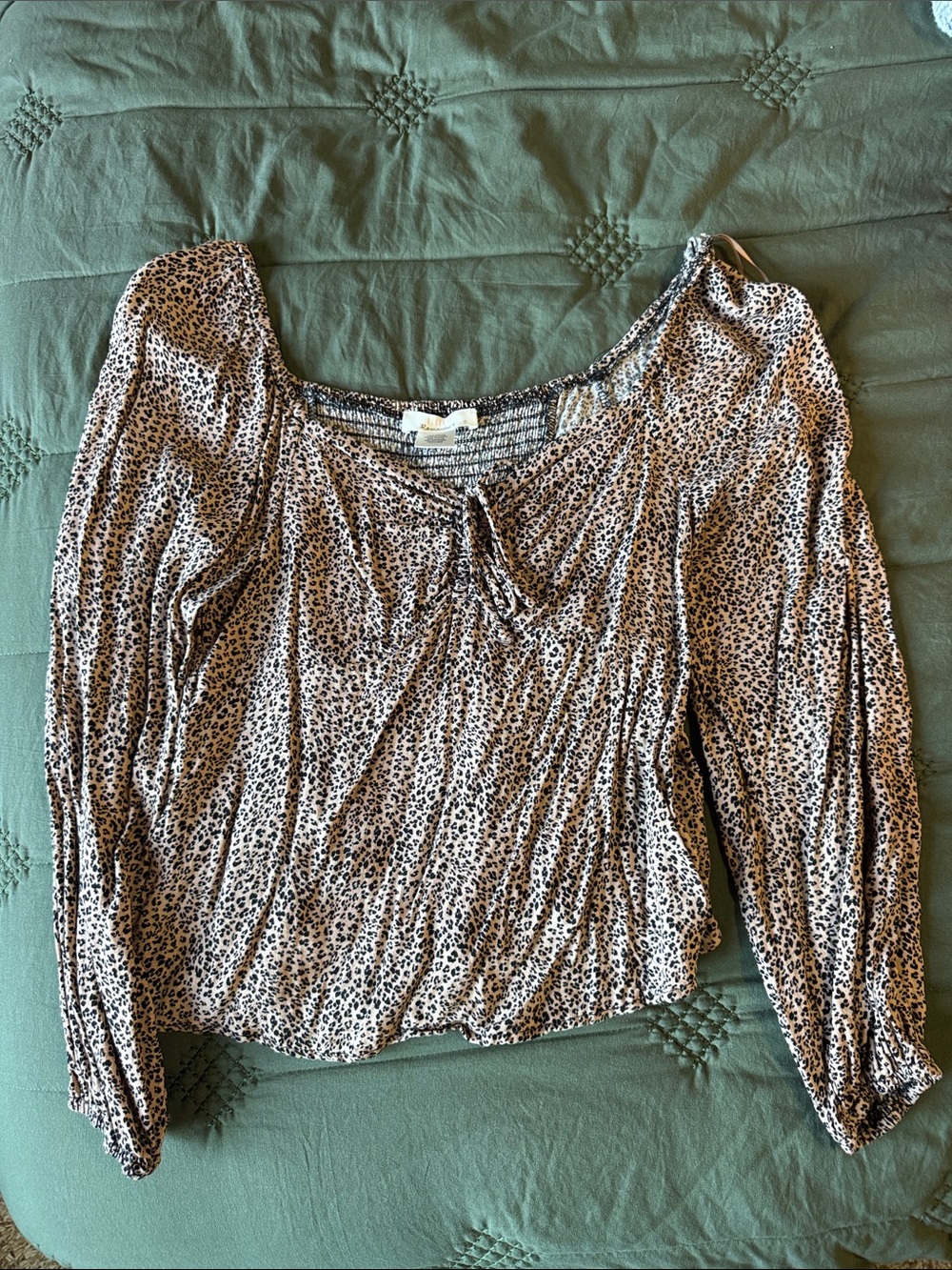 Women's Beige Animal Print Long-Sleeve Top
